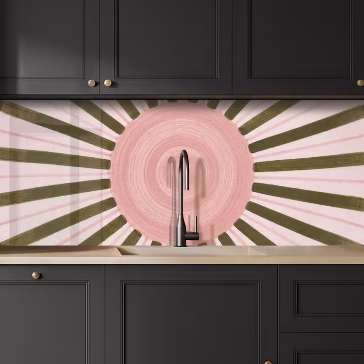Patroon - Cirkel - Stralen - Abstract - Roze keuken achterwand 2 middel -sfeer1