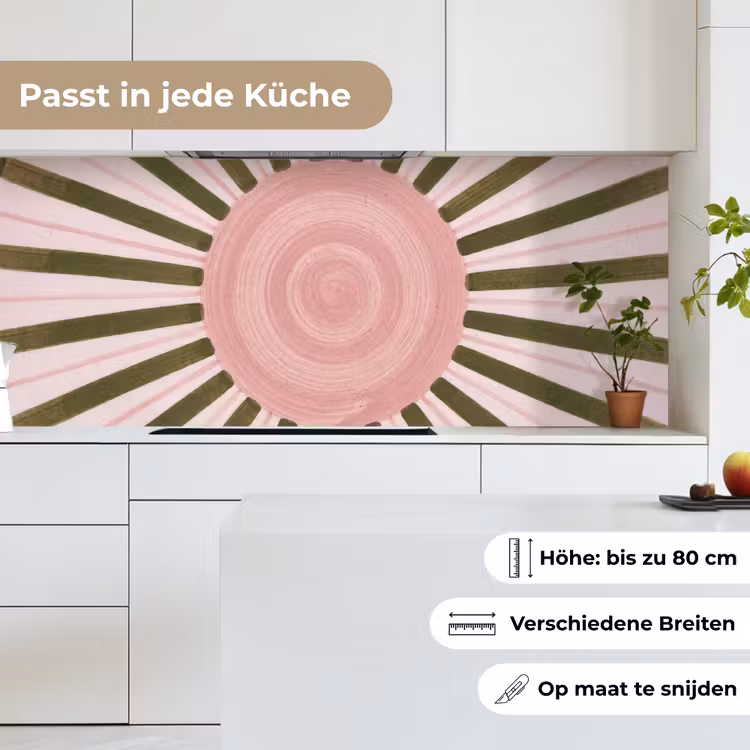 Patroon - Cirkel - Stralen - Abstract - Roze keuken achterwand 2 middel -sfeer4_DE