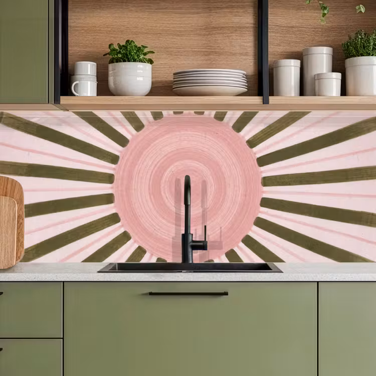 Patroon - Cirkel - Stralen - Abstract - Roze keuken achterwand 2 middel -sfeer3