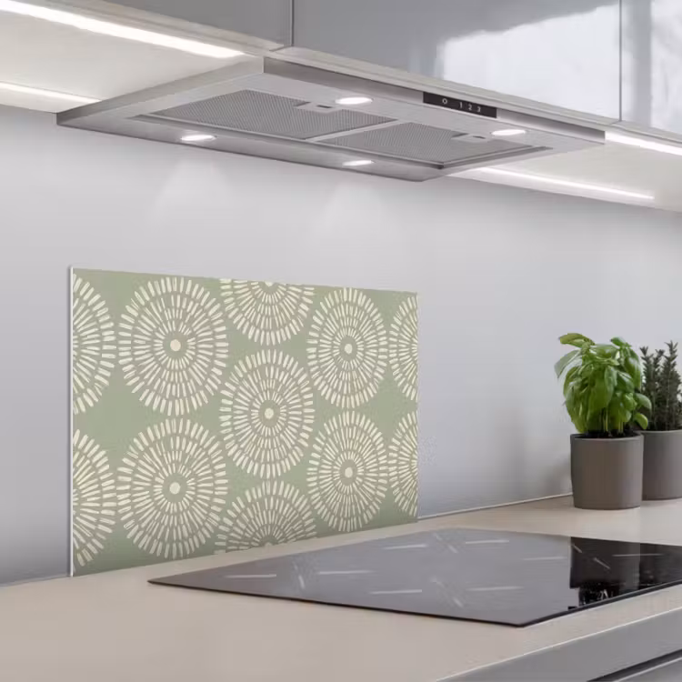 Patroon - Cirkels - Abstract - Modern - Groen keuken achterwand spatscherm klein -3d_schuin
