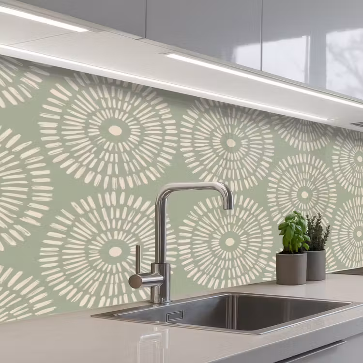 Patroon - Cirkels - Abstract - Modern - Groen keuken achterwand 2 middel -3d_schuin