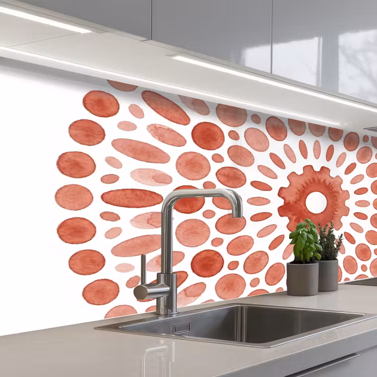 Patroon - Cirkels - Abstract - Modern - Rood keuken achterwand 2 middel -3d_schuin