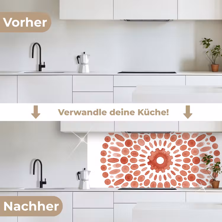 Patroon - Cirkels - Abstract - Modern - Rood keuken achterwand 2 middel -voor-na_DE