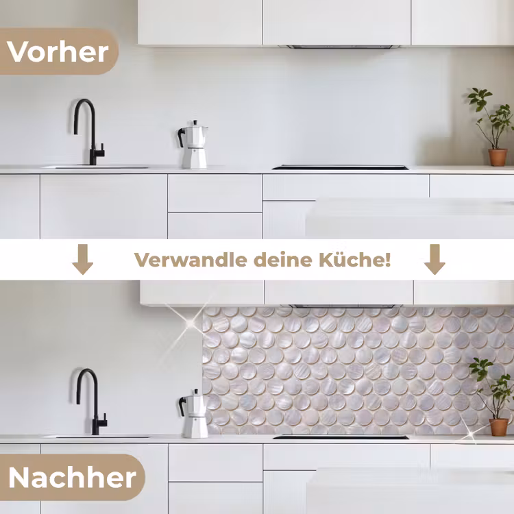 Patroon - Cirkels - Abstract - Modern - Wit keuken achterwand 2 middel -voor-na_DE