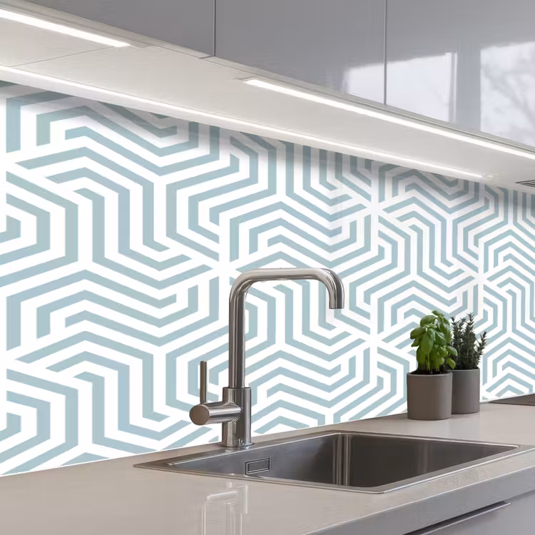 Patroon - Lijn - Design - Groen keuken achterwand 2 middel 871 -3d_schuin