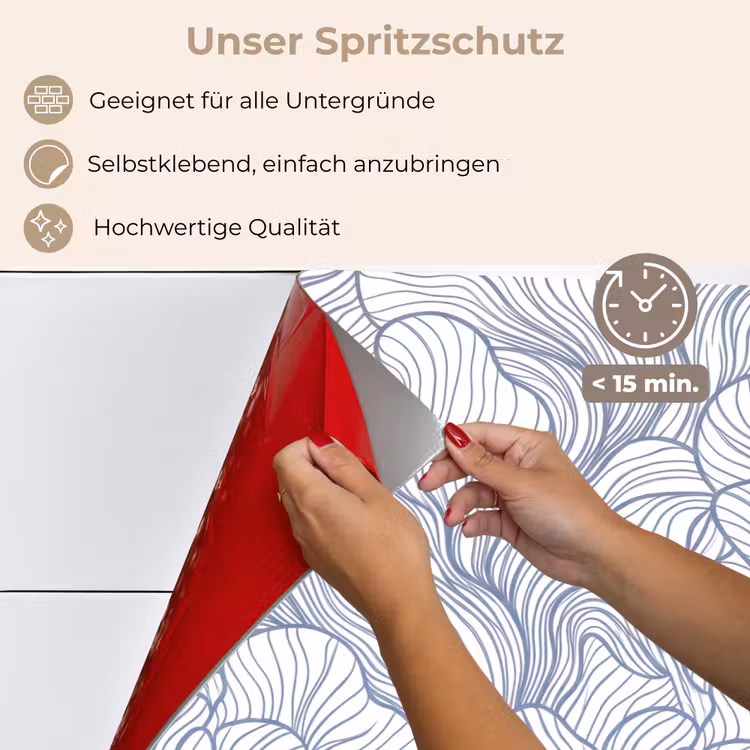 Patroon - Lijnen - Organisch - Abstract - Blauw keuken achterwand spatscherm klein -spatscherm_DE