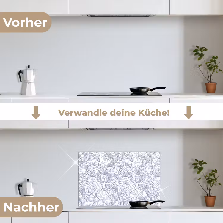 Patroon - Lijnen - Organisch - Abstract - Blauw keuken achterwand spatscherm klein -voor_na_DE