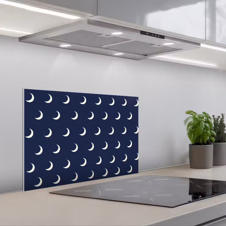 Patroon - Manen - Blauw keuken achterwand spatscherm klein 900 -3d_schuin
