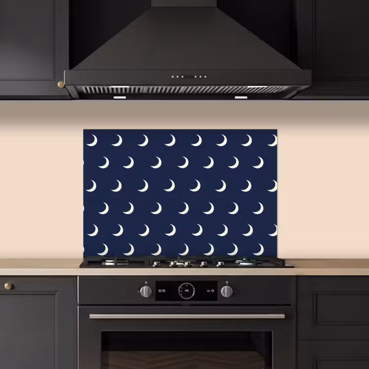 Patroon - Manen - Blauw keuken achterwand spatscherm klein 900 -sfeer1