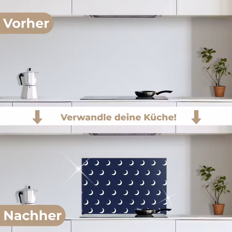 Patroon - Manen - Blauw keuken achterwand spatscherm klein 900 -voor_na_DE