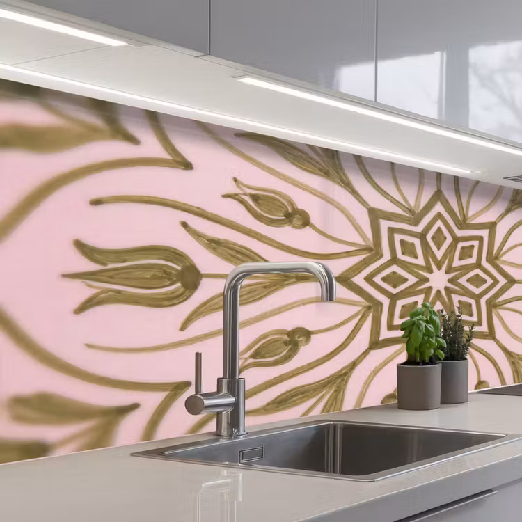 Patroon - Mandala - Decoratie - Abstract - Groen keuken achterwand 2 middel -3d_schuin