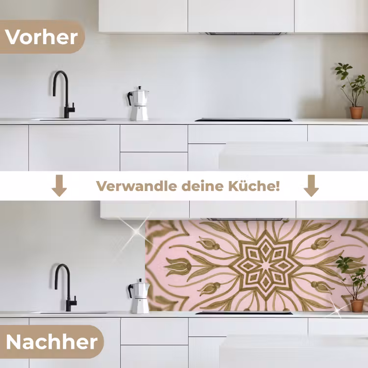 Patroon - Mandala - Decoratie - Abstract - Groen keuken achterwand 2 middel -voor-na_DE