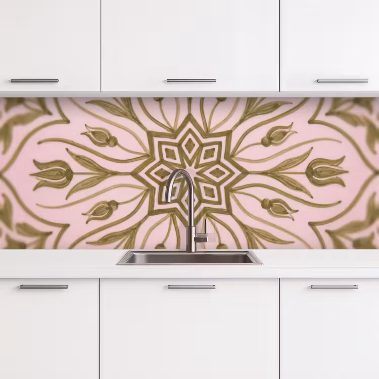 Patroon - Mandala - Decoratie - Abstract - Groen keuken achterwand 2 middel -3d
