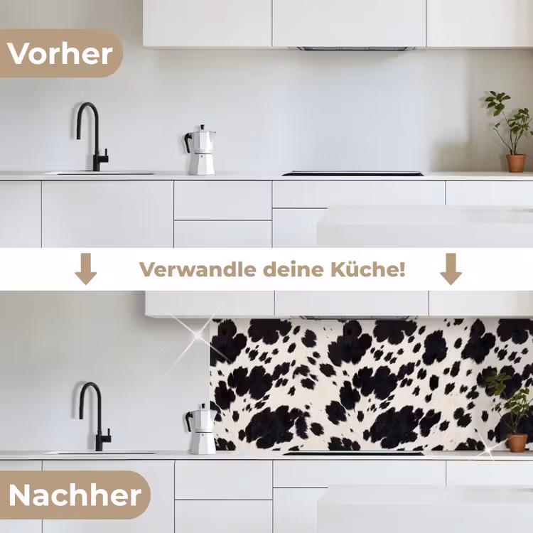 Patroon - Vacht - Zwart - Wit keuken achterwand 2 middel -voor-na_DE