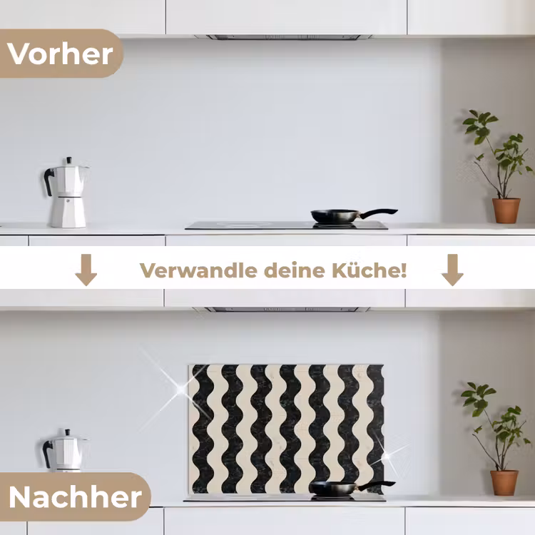 Patroon - Marmer - Groen - Cremé keuken achterwand spatscherm klein 900 -voor_na_DE