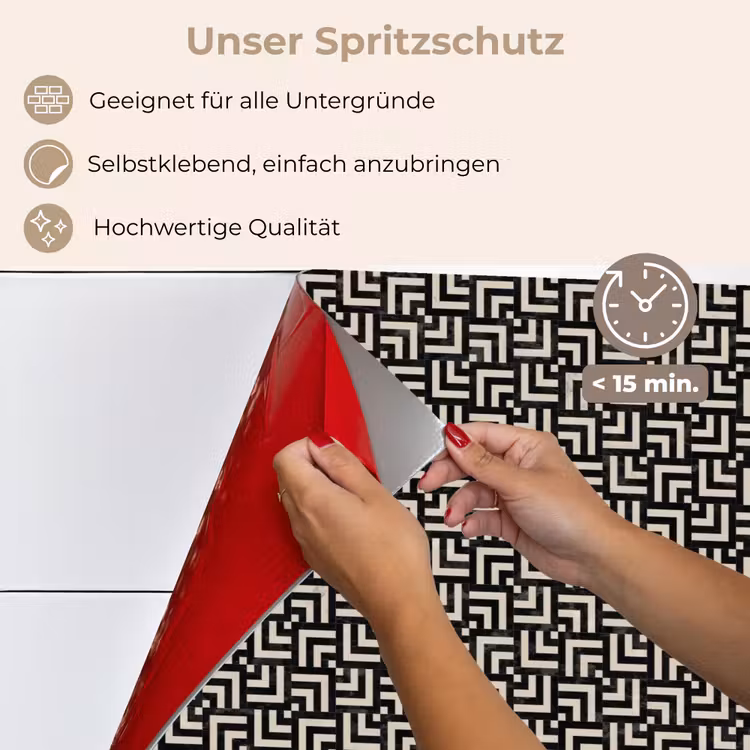Patroon - Marmer - Zwart keuken achterwand spatscherm klein 900 -spatscherm_DE
