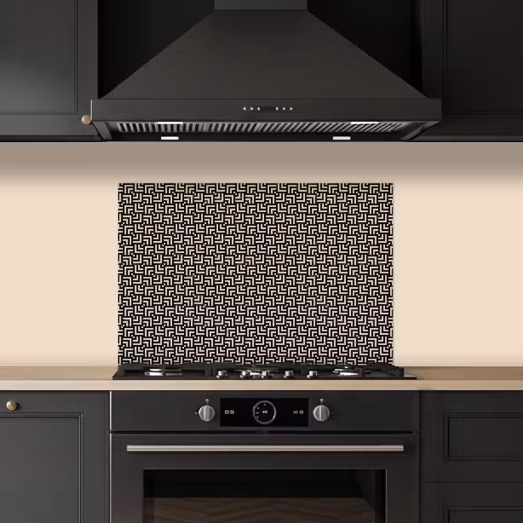 Patroon - Marmer - Zwart keuken achterwand spatscherm klein 900 -sfeer1