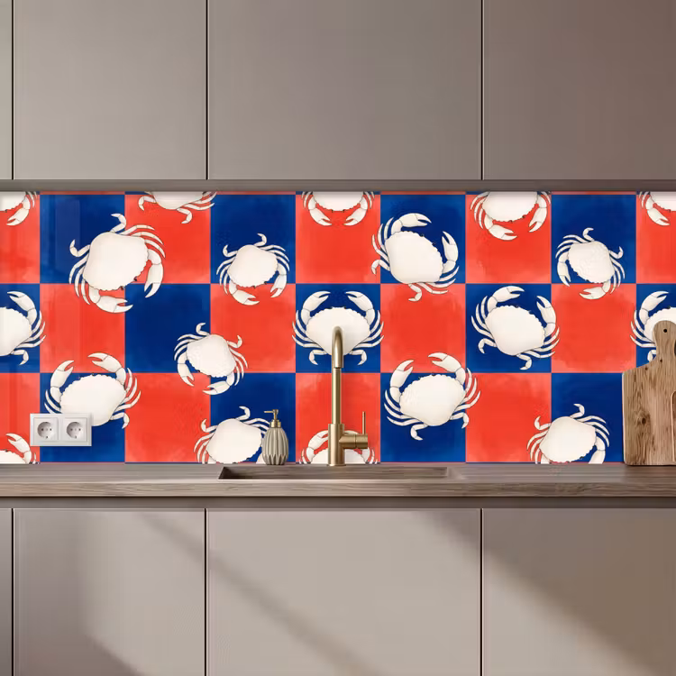 Patroon - Zeeleven - Rood - Blauw - Abstract keuken achterwand 2 middel zz_3dshopping