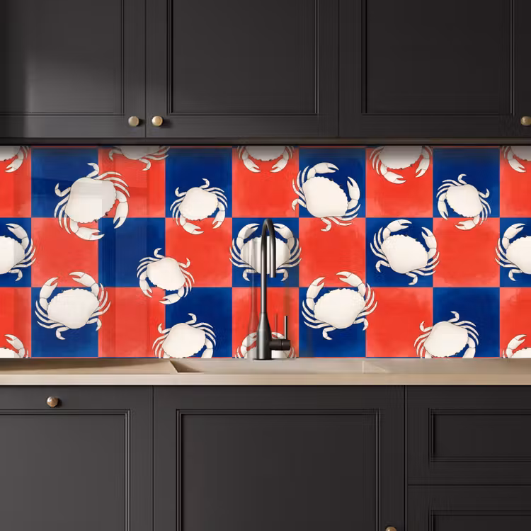 Patroon - Zeeleven - Rood - Blauw - Abstract keuken achterwand 2 middel -sfeer1