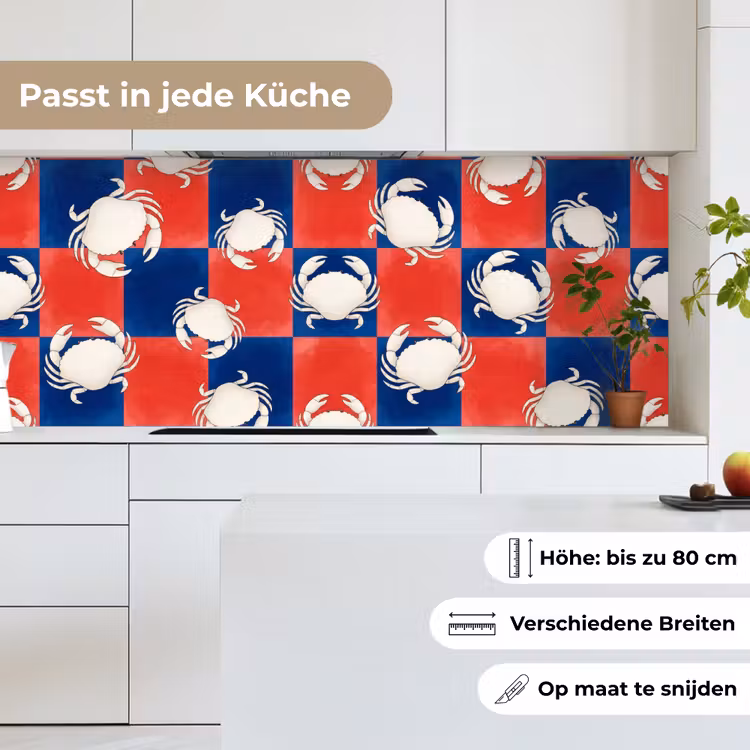 Patroon - Zeeleven - Rood - Blauw - Abstract keuken achterwand 2 middel -sfeer4_DE