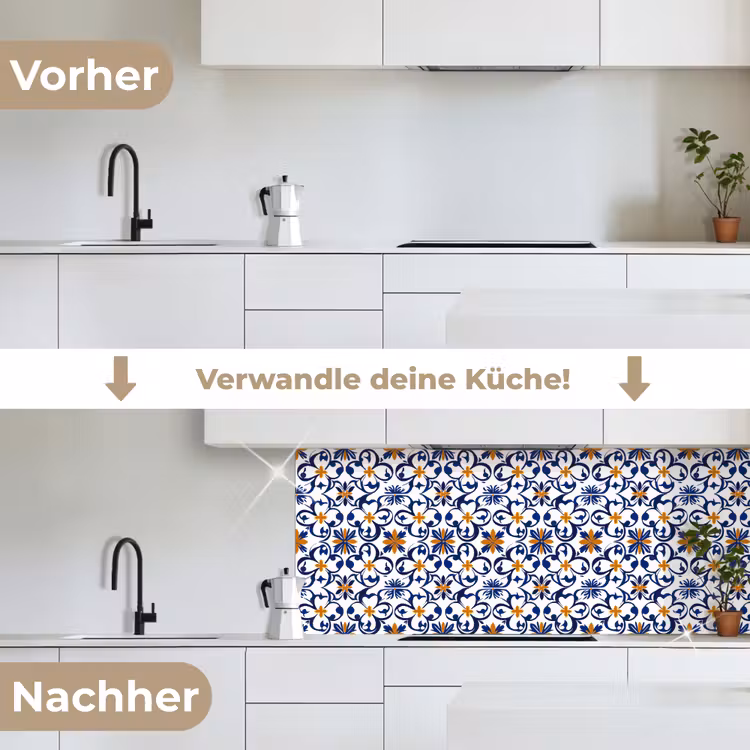 Patroon - Modern - Kleurrijk keuken achterwand 2 middel 871 -voor-na_DE