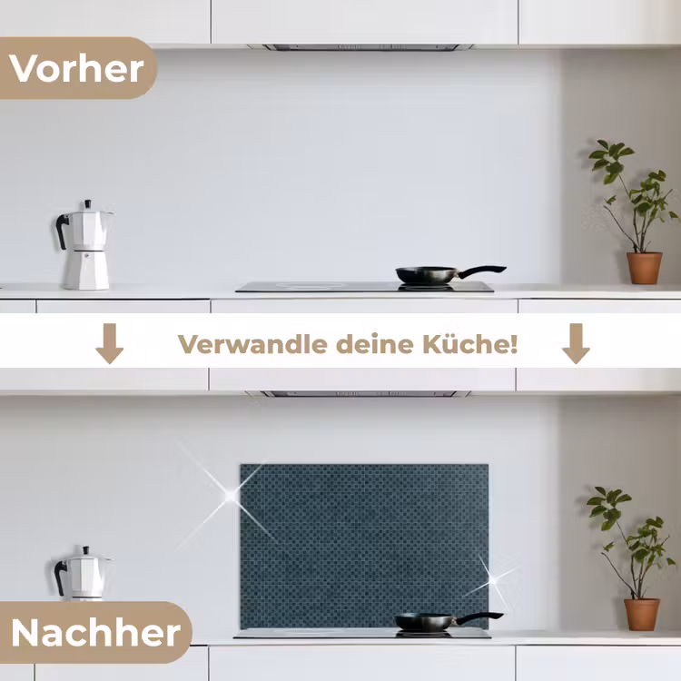 Patroon - Mozaïek - Groen keuken achterwand spatscherm klein 900 -voor_na_DE