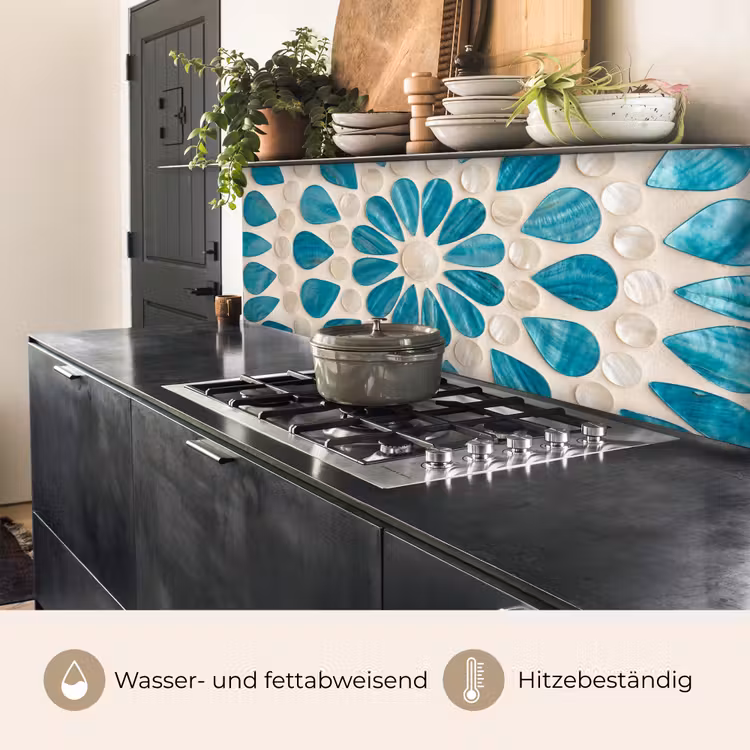 Patroon - Mozaïek - Schelpen - Abstract - Turquoise keuken achterwand 2 middel -usp_DE