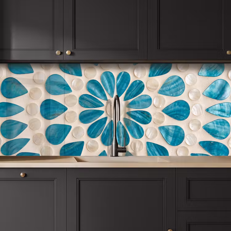 Patroon - Mozaïek - Schelpen - Abstract - Turquoise keuken achterwand 2 middel -sfeer1