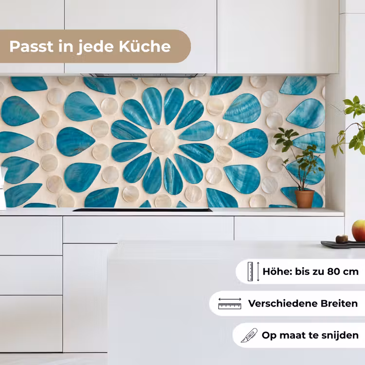 Patroon - Mozaïek - Schelpen - Abstract - Turquoise keuken achterwand 2 middel -sfeer4_DE