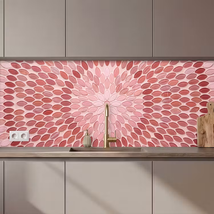 Patroon - Mozaïek - Ovaal - Abstract - Roze keuken achterwand 2 middel zz_3dshopping