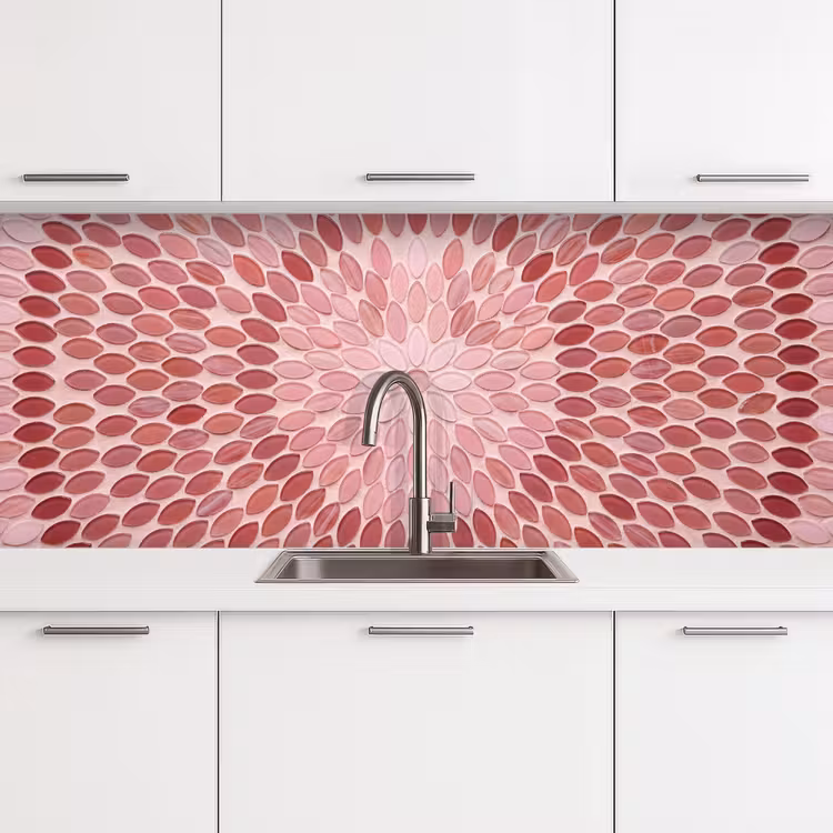 Patroon - Mozaïek - Ovaal - Abstract - Roze keuken achterwand 2 middel -3d