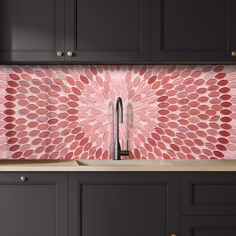 Patroon - Mozaïek - Ovaal - Abstract - Roze keuken achterwand 2 middel -sfeer1