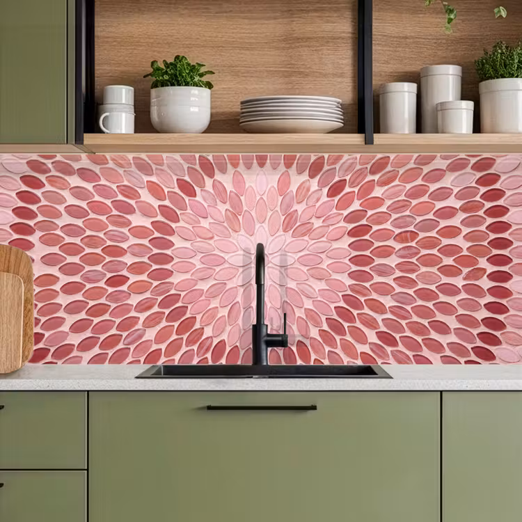 Patroon - Mozaïek - Ovaal - Abstract - Roze keuken achterwand 2 middel -sfeer3