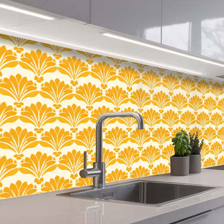 Patroon - Motief - Geel keuken achterwand 2 middel 871 -3d_schuin