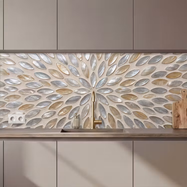 Patroon - Ovaal - Glanzend - Abstract - Beige keuken achterwand 2 middel zz_3dshopping
