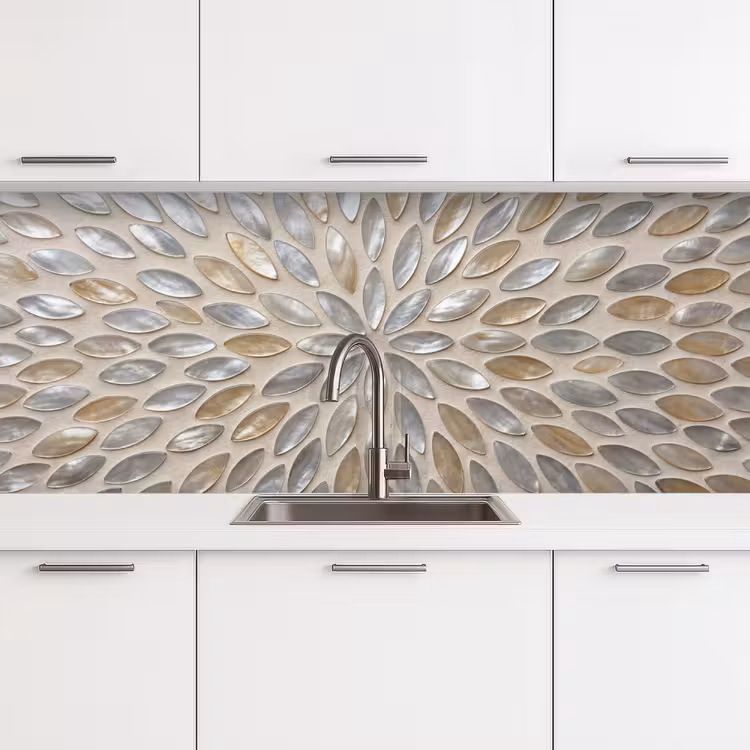 Patroon - Ovaal - Glanzend - Abstract - Beige keuken achterwand 2 middel -3d