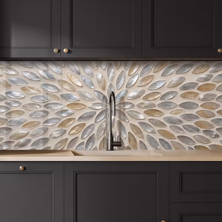 Patroon - Ovaal - Glanzend - Abstract - Beige keuken achterwand 2 middel -sfeer1