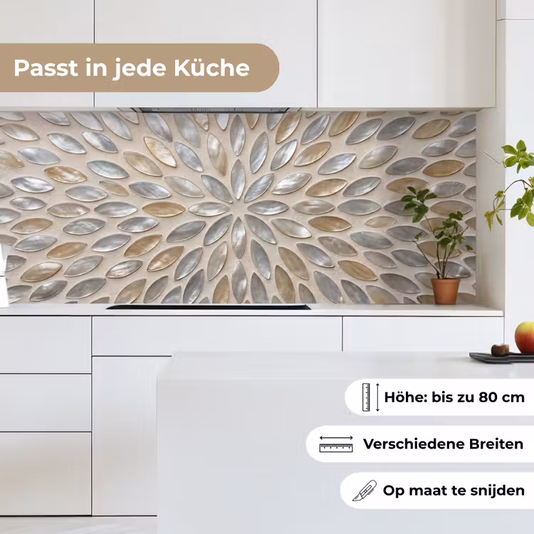 Patroon - Ovaal - Glanzend - Abstract - Beige keuken achterwand 2 middel -sfeer4_DE