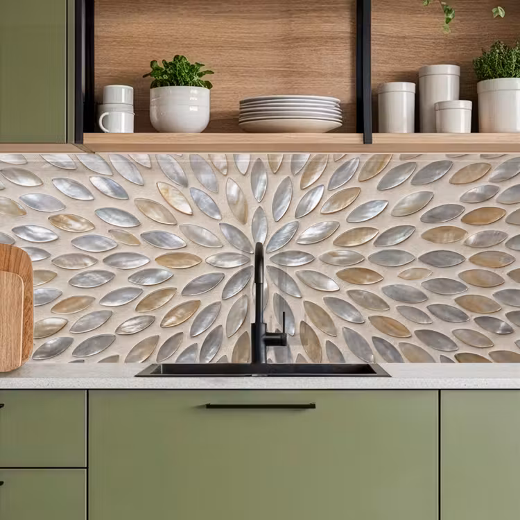Patroon - Ovaal - Glanzend - Abstract - Beige keuken achterwand 2 middel -sfeer3