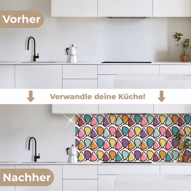 Patroon - Ovaal - Pastel keuken achterwand 2 middel 871 -voor-na_DE