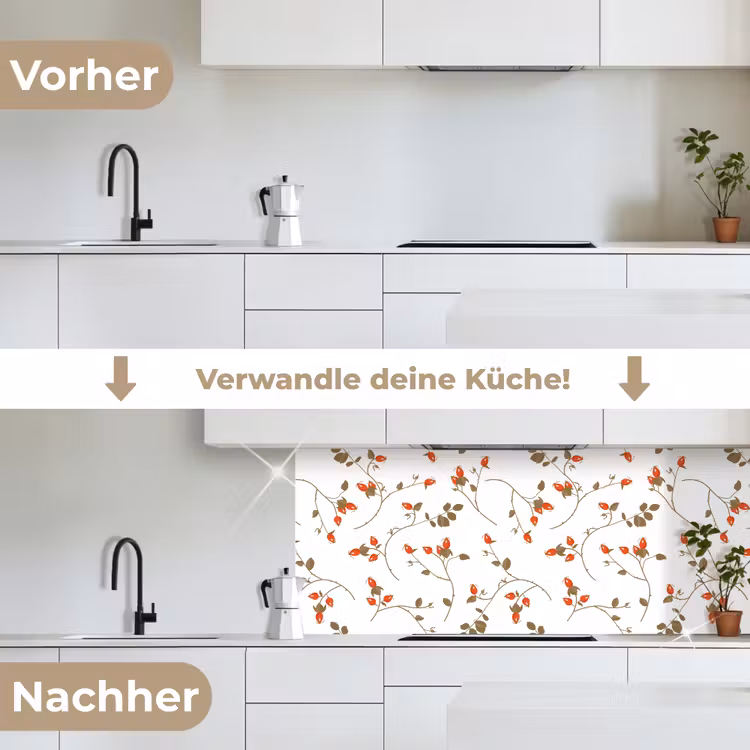 Patronen - Planten - Romantisch - Botanisch keuken achterwand 2 middel 871 -voor-na_DE