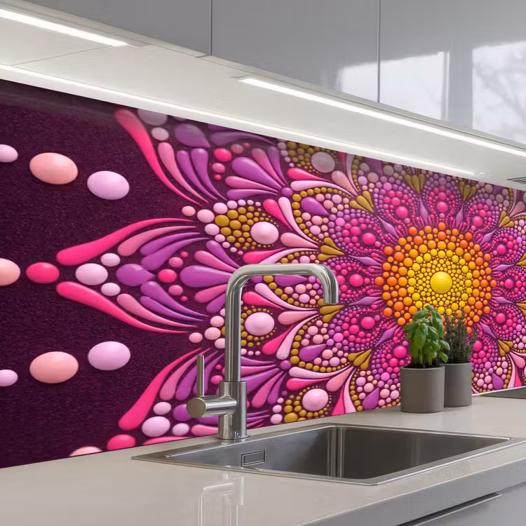 Patroon - Stippen - Abstract - Kleurrijk keuken achterwand 2 middel -3d_schuin