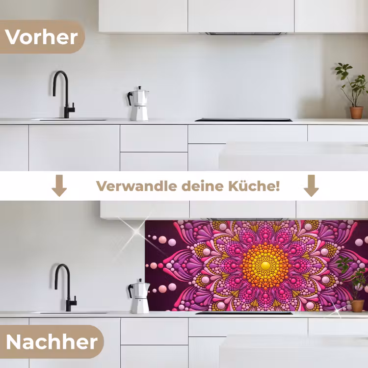 Patroon - Stippen - Abstract - Kleurrijk keuken achterwand 2 middel -voor-na_DE