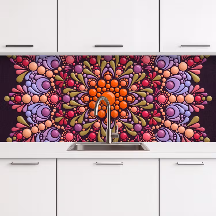 Patroon - Stippen - Abstract - Modern - Kleurrijk keuken achterwand 2 middel -3d