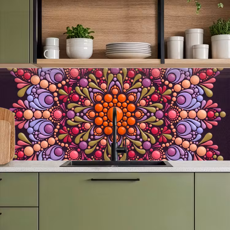 Patroon - Stippen - Abstract - Modern - Kleurrijk keuken achterwand 2 middel -sfeer3