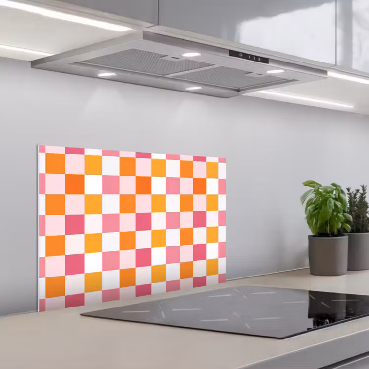Patroon - Vierkant - Roze keuken achterwand spatscherm klein 900 -3d_schuin