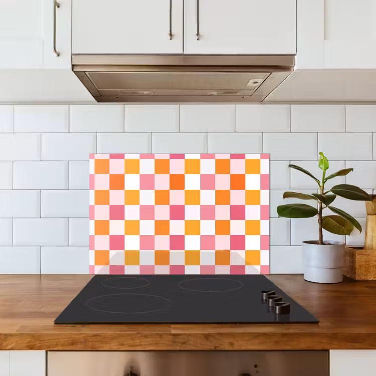 Patroon - Vierkant - Roze keuken achterwand spatscherm klein 900 -sfeer2