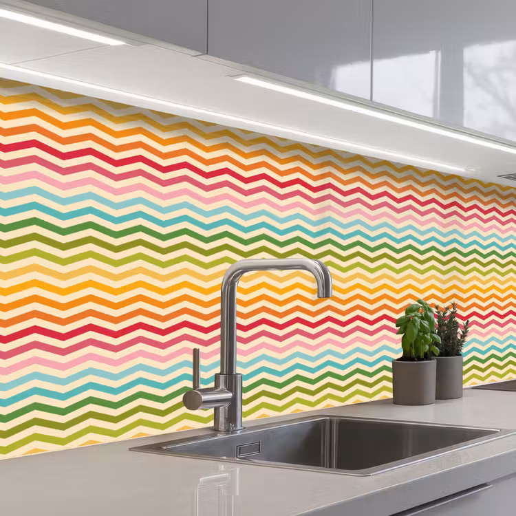 Patroon - Regenboog - Retro keuken achterwand 2 middel 871 -3d_schuin