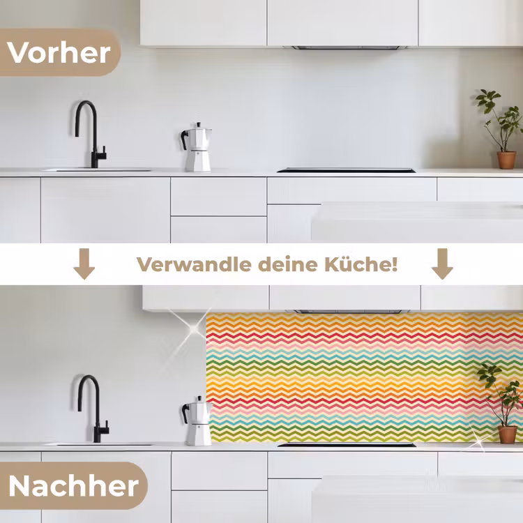 Patroon - Regenboog - Retro keuken achterwand 2 middel 871 -voor-na_DE
