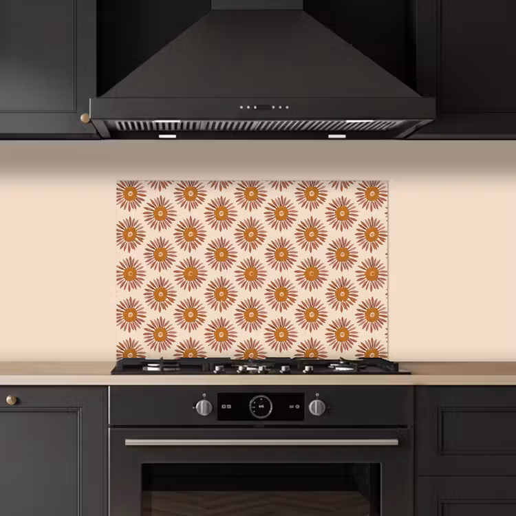 Patroon - Retro - Bruin keuken achterwand spatscherm klein 900 -sfeer1